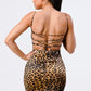 Leopard Print Knit Satin Mini Dress