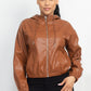 Faux Leather Hoodie Jacket