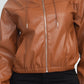 Faux Leather Hoodie Jacket